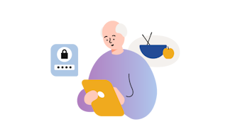 Illustration av person som använder en surfplatta